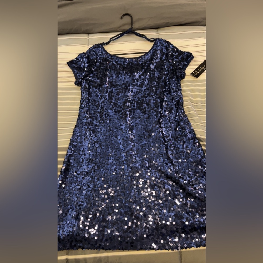 Blue Sequined Mini Dress -Formal or Simiformal